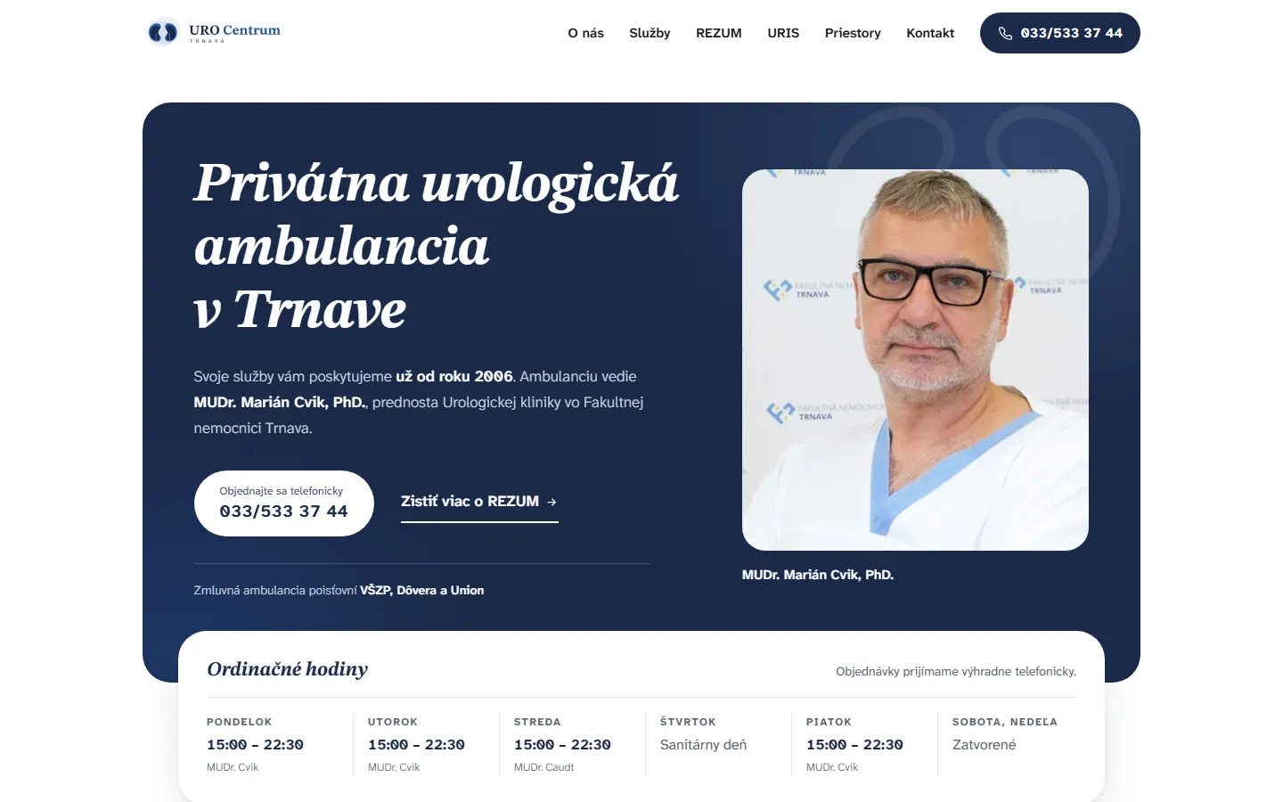 Náhľad webu Urocentrum Trnava, Privátna urologická ambulancia