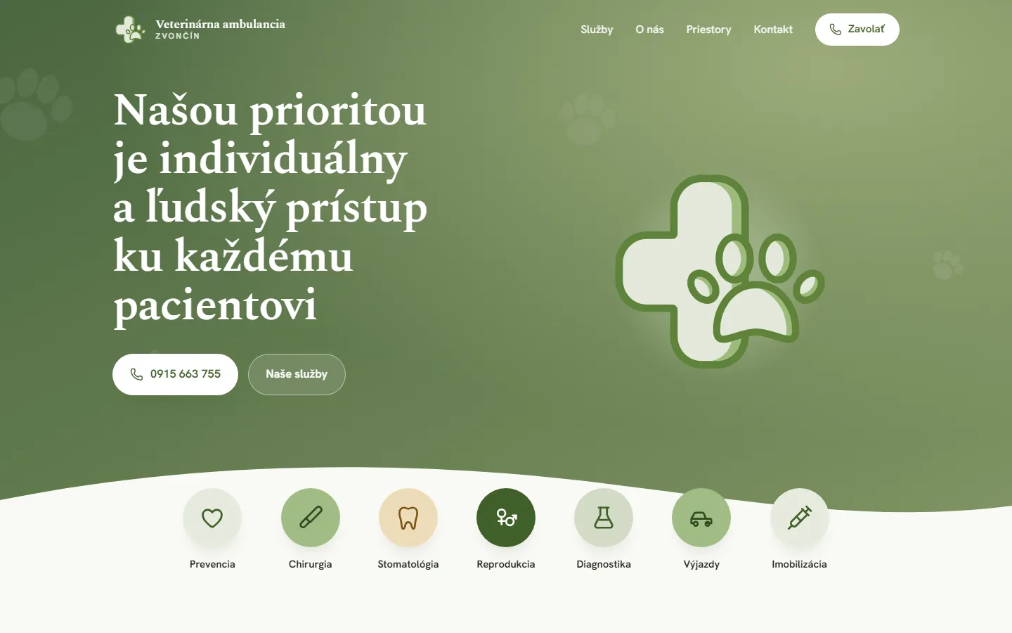 Náhľad webu Veterina Zvončín, Veterinárna ambulancia